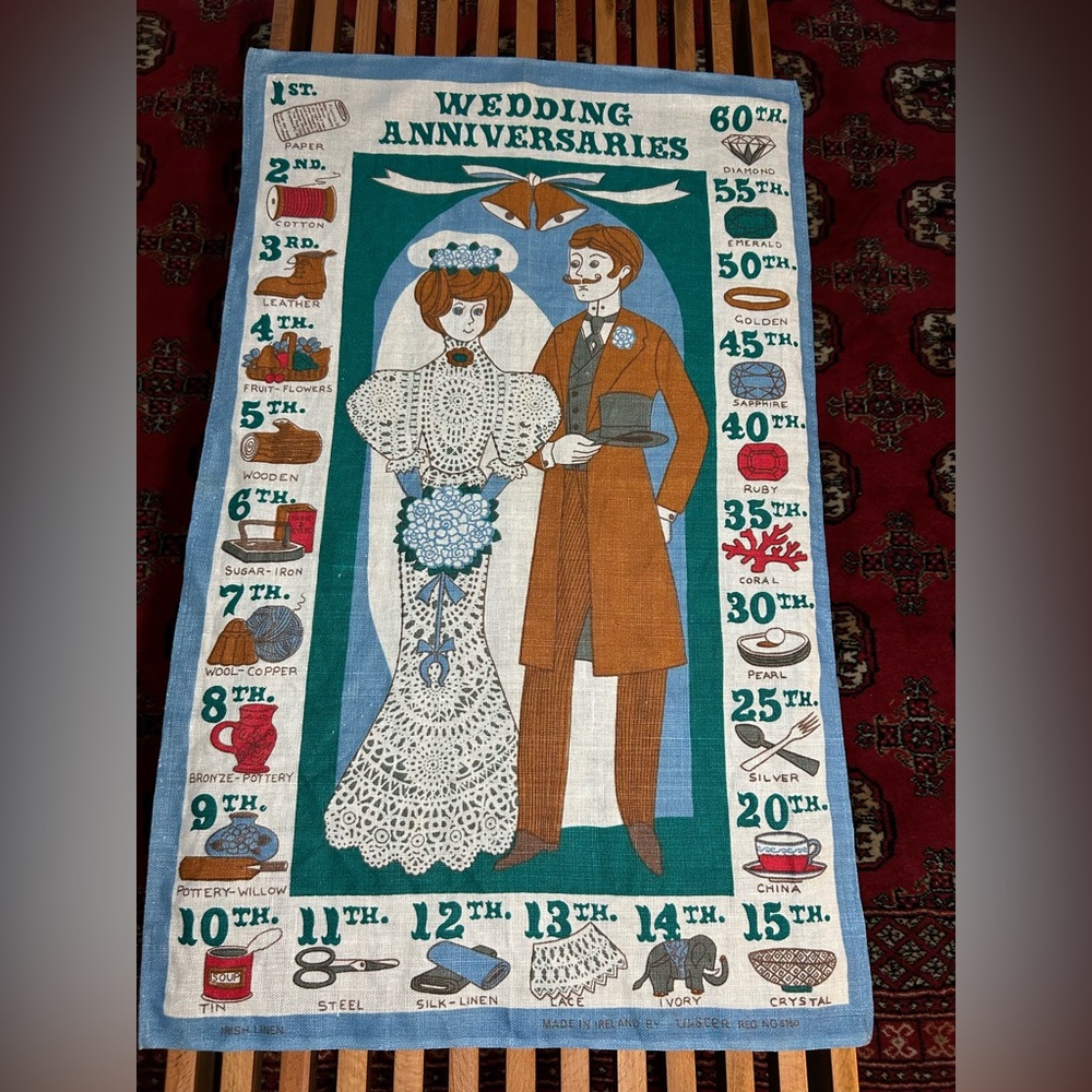 Vintage Anniversary Tea Towel